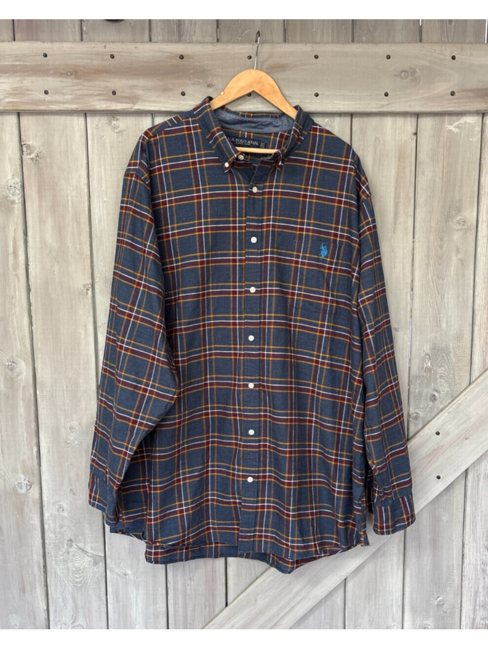 U.S. Polo Assn. Shirt Men’s 3XT blue Plaid Flannel Button Up